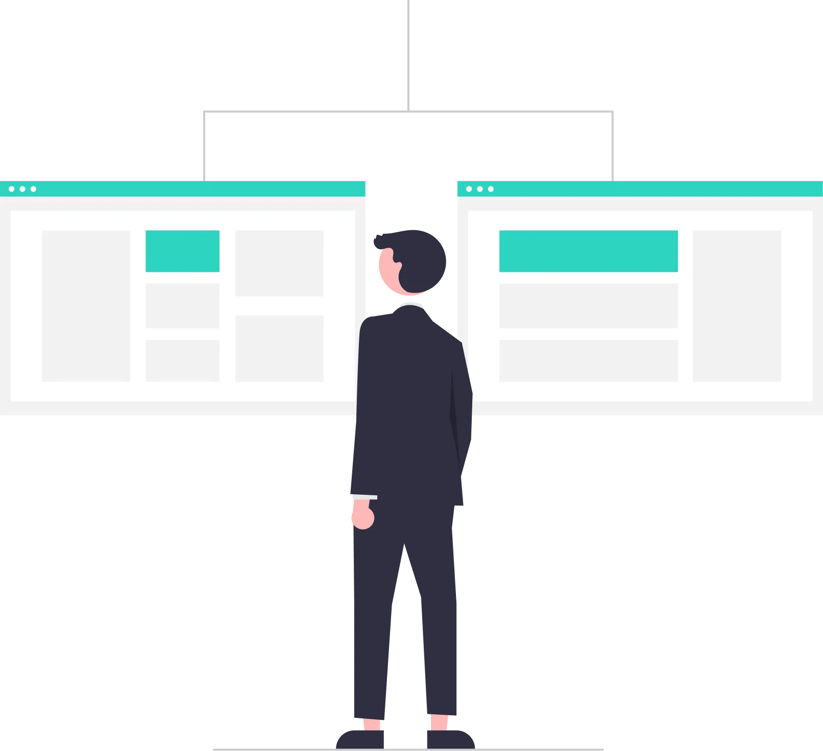 An image of a man comparing two images